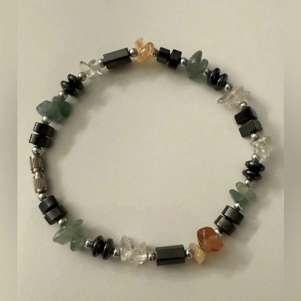 Gemstone Chip Handcrafted Natural Stone 7” Bracelet - Picture 1 of 4
